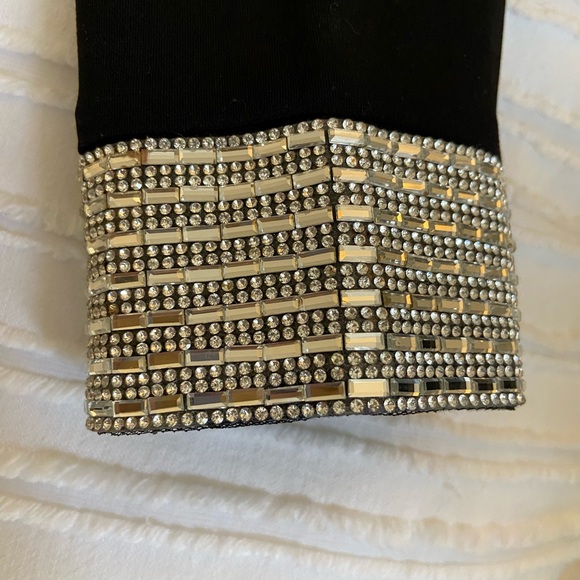 Black One Shoulder Ruched Mini Party Dress with sequin sleeve - Picture 6 of 7